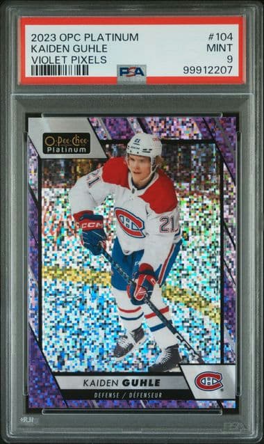 2023 O-PEE-CHEE PLATINUM KAIDEN GUHLE 104 VIOLET PIXELS PSA MINT 9 /299