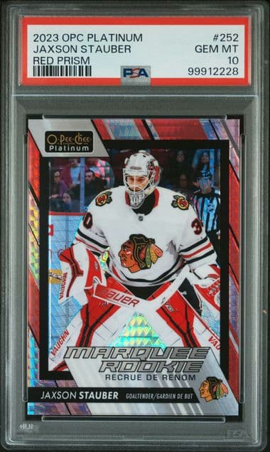 2023 O-PEE-CHEE PLATINUM JAXSON STAUBER 252 RED PRISM PSA GEM MT 10 /199