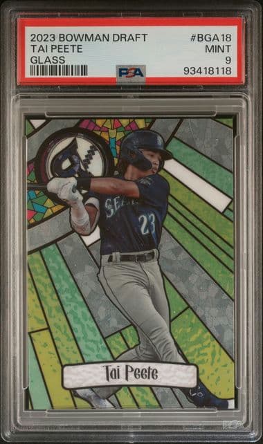 2023 BOWMAN DRAFT BOWMAN GLASS TAI PEETE BGA18 PSA MINT 9