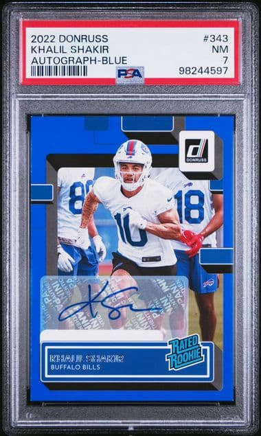 2022 PANINI DONRUSS KHALIL SHAKIR 343 AUTOGRAPH-BLUE PSA NM 7