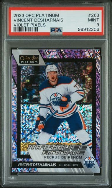 2023 O-PEE-CHEE PLATINUM VINCENT DESHARNAIS 263 VIOLET PIXELS PSA MINT 9 /299