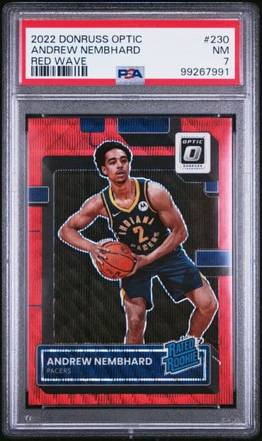 2022 PANINI DONRUSS OPTIC ANDREW NEMBHARD 230 RED WAVE PSA NM 7