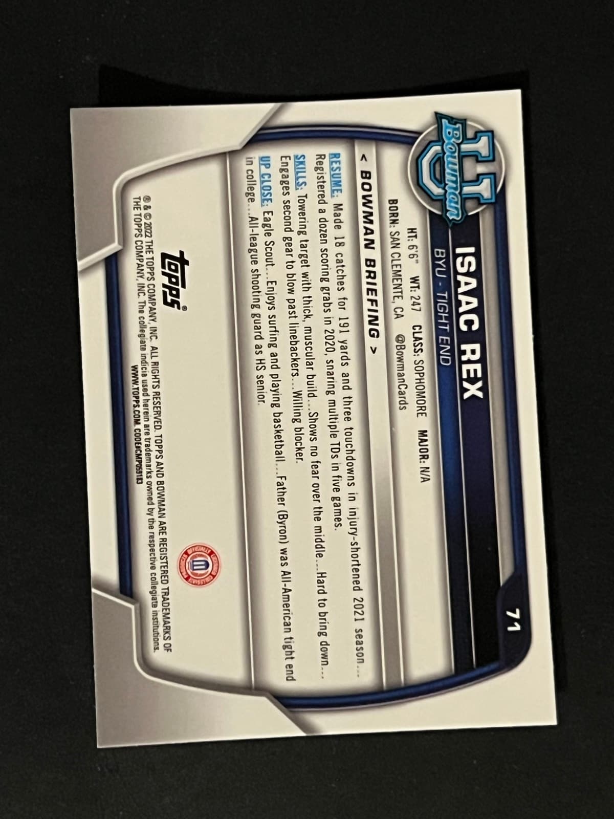 Isaac Rex back